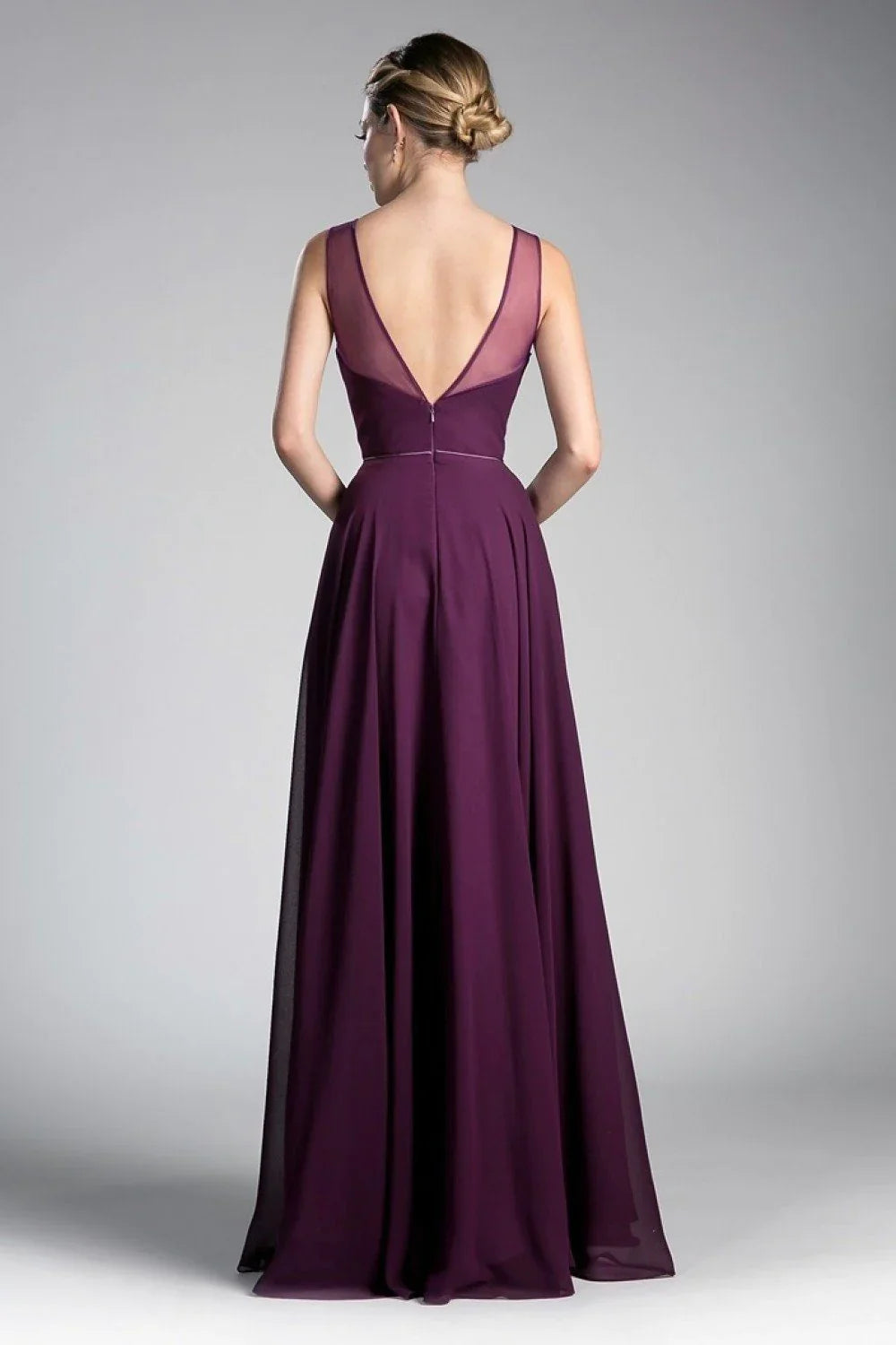 A-Line Chiffon Dress with Illusion Neckline-6