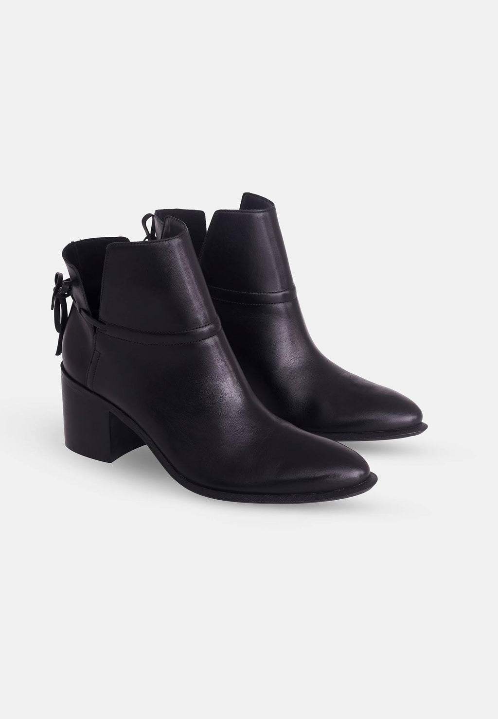Attalea Black Leather Ankle Boots – 6.5cm Block Heel-1