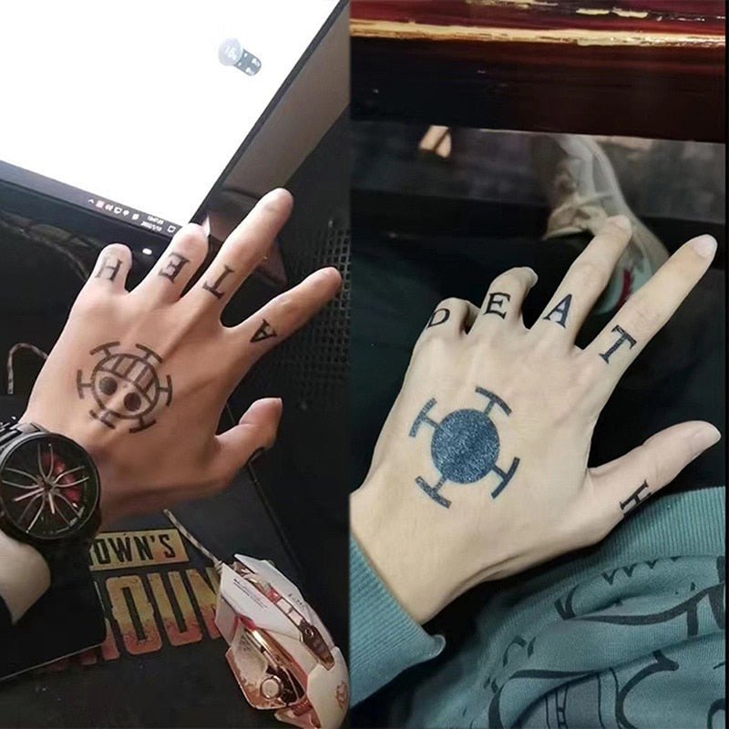 One Piece Trafalgar Law Finger Tattoo Cosplay Stickers-3