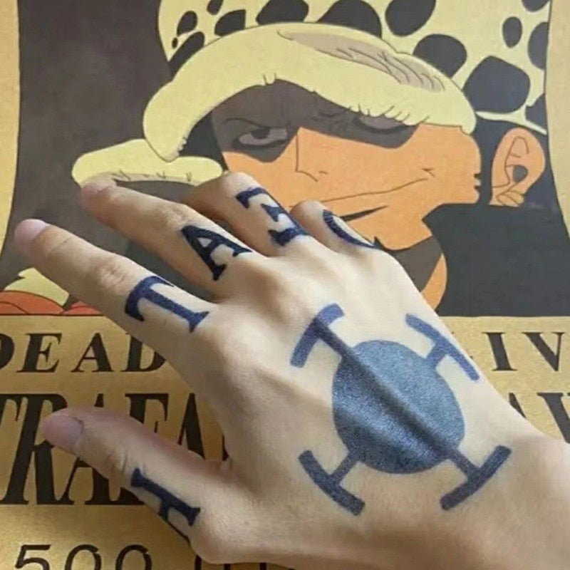 One Piece Trafalgar Law Finger Tattoo Cosplay Stickers-0