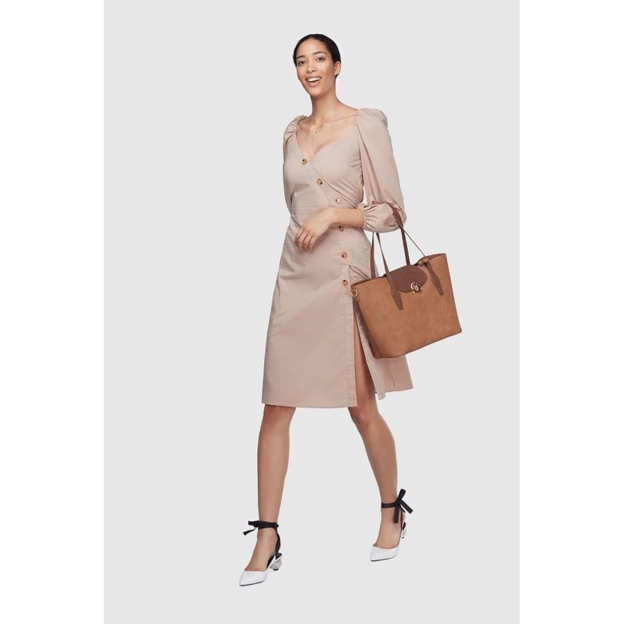 Maple Brown Vegan Leather Tote Bag