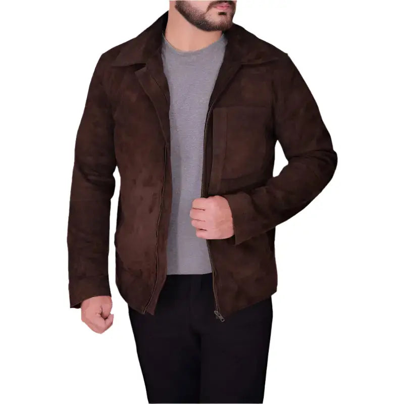 Men’s Dark Brown Suede Jacket