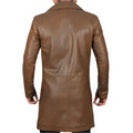 Men’s Distressed Brown Leather Winter Trench Coat