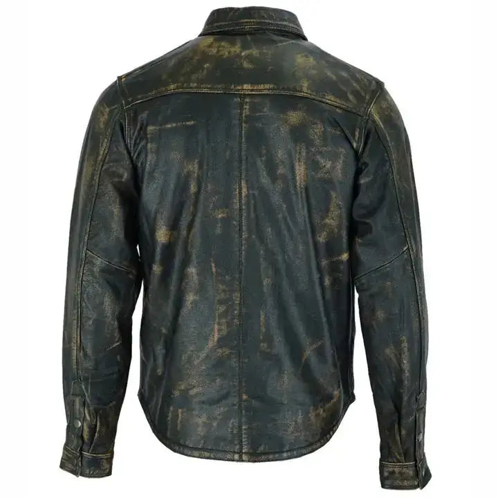 Men’s Distressed Lambskin Leather Shirt