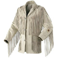 Men's Beige Suede Western Fringe Jacket