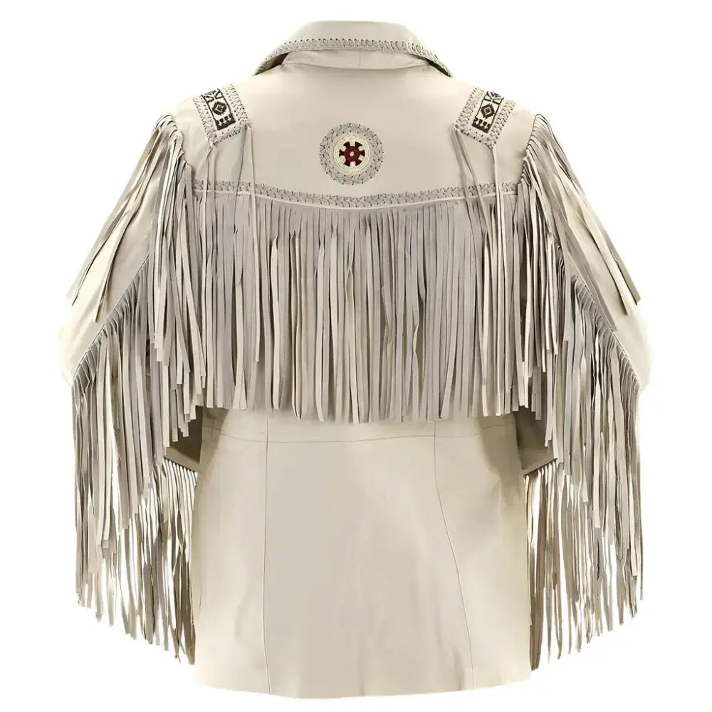 Men's Beige Suede Western Fringe Jacket