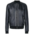Men’s Studded Leather Bomber Jacket-0