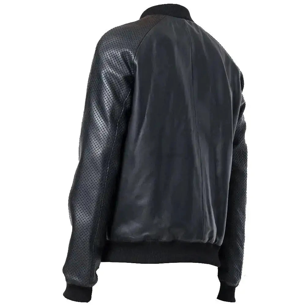 Men’s Studded Leather Bomber Jacket-1