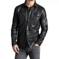 Men’s Black Real Sheepskin Leather Shirt-0