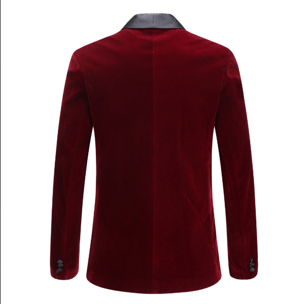 Men's velvet burgundy party suit-2