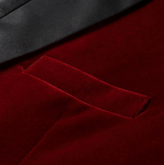 Men's velvet burgundy party suit-3