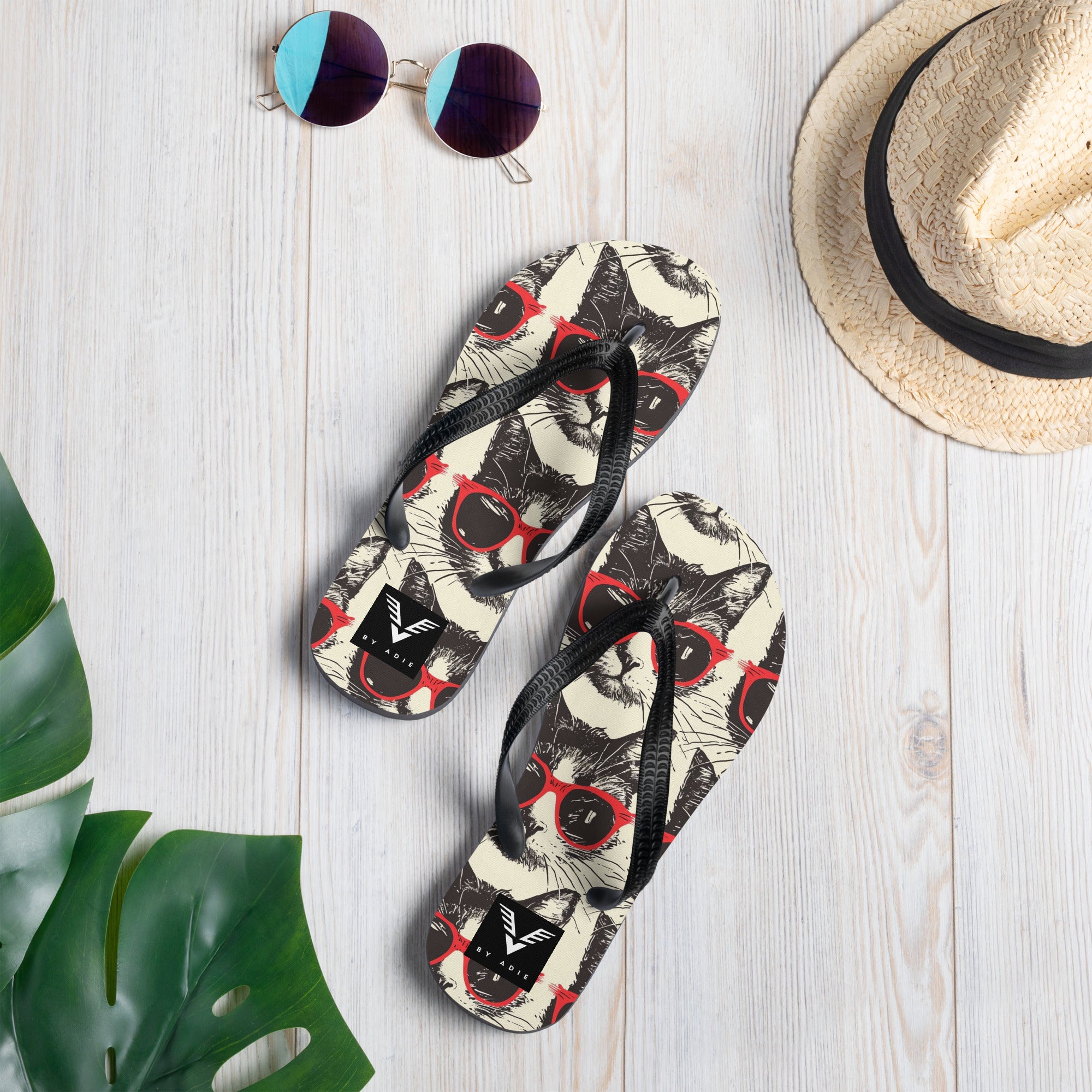 Midnight Cool Cat Flip Flops