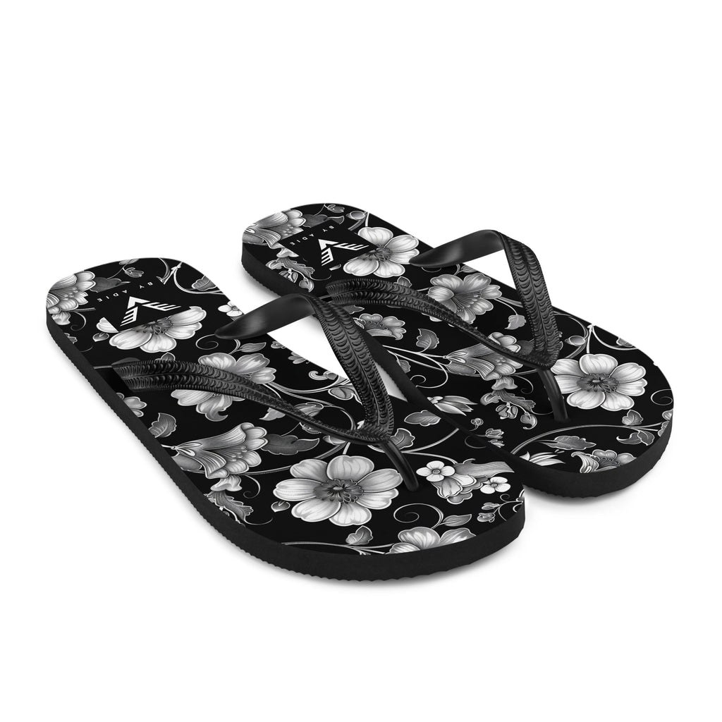 Midnight Floral Elegance Flip Flops