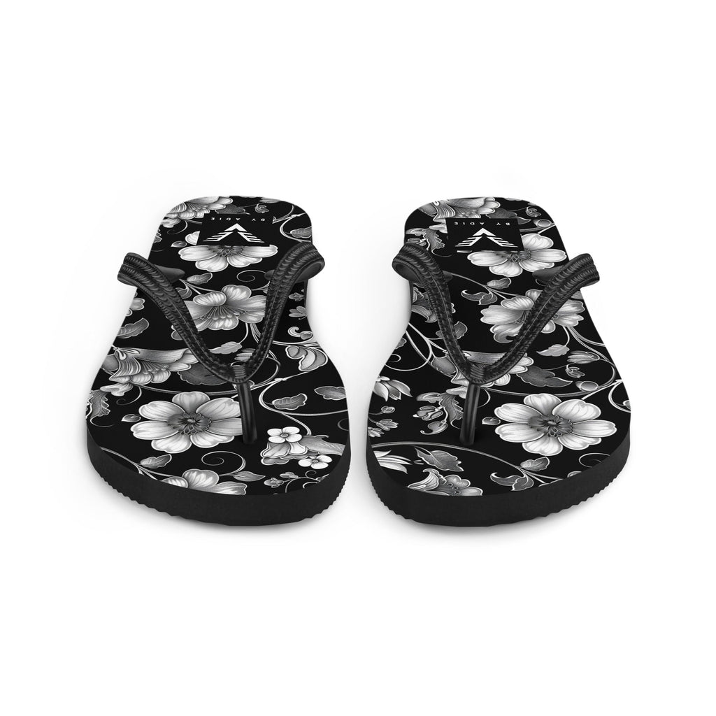 Midnight Floral Elegance Flip Flops