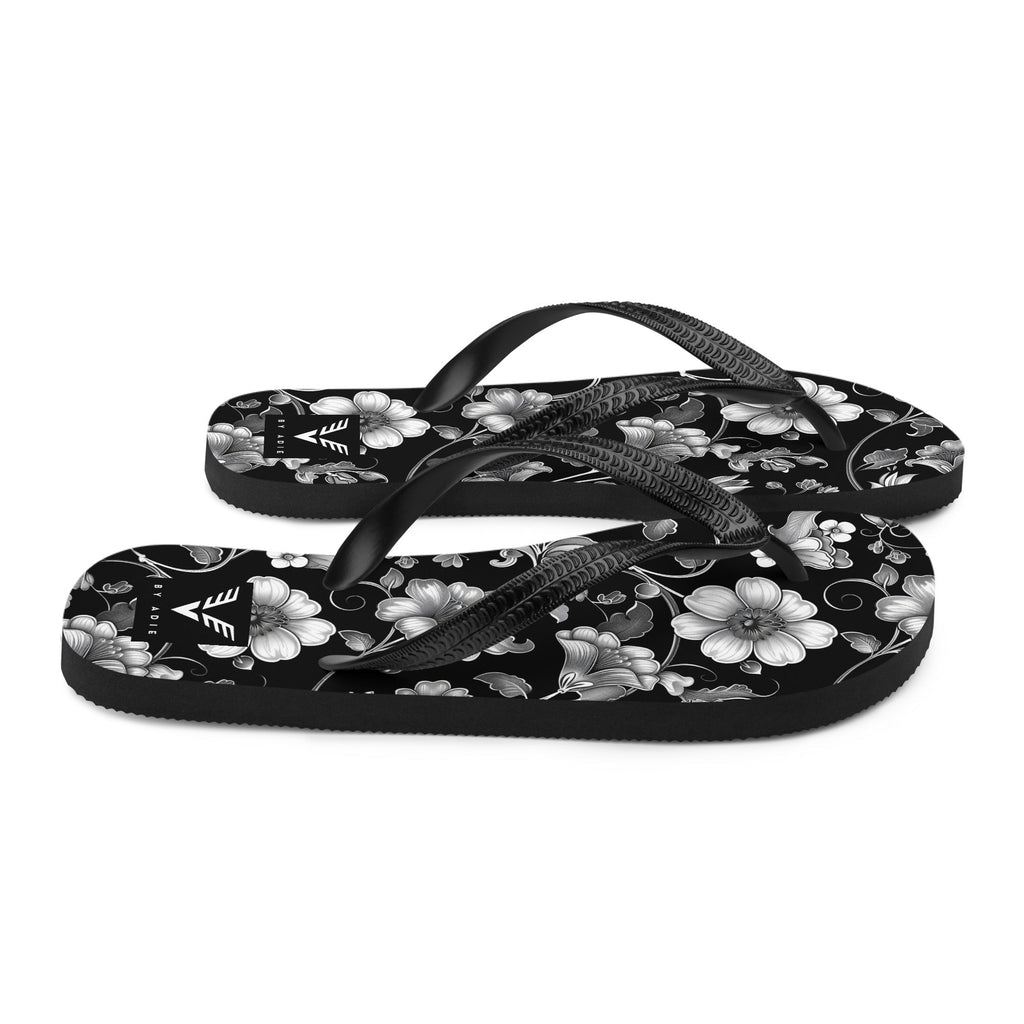 Midnight Floral Elegance Flip Flops