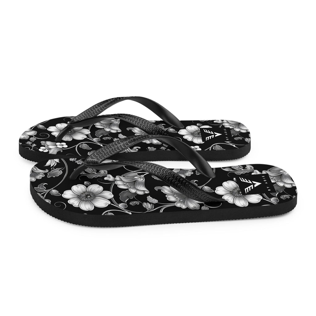 Midnight Floral Elegance Flip Flops