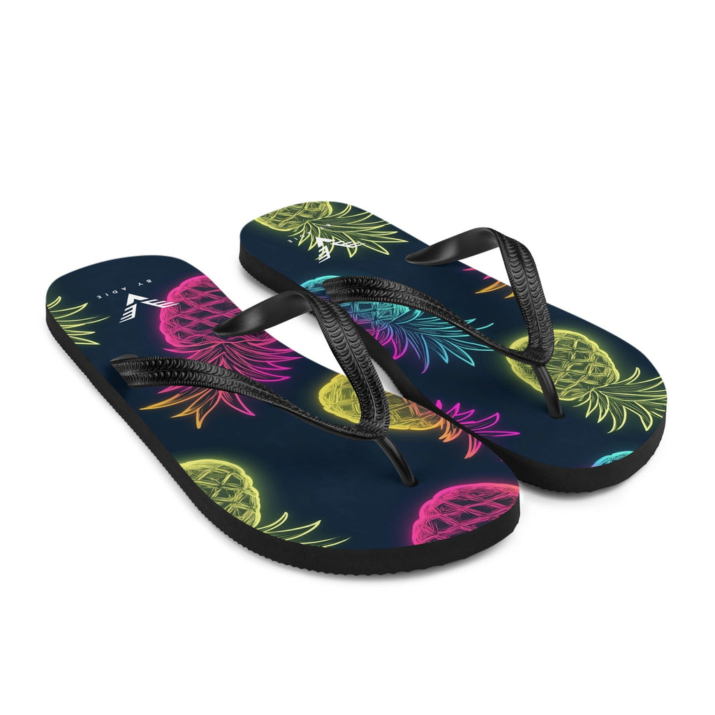 Midnight Neon Pineapple Flip Flops