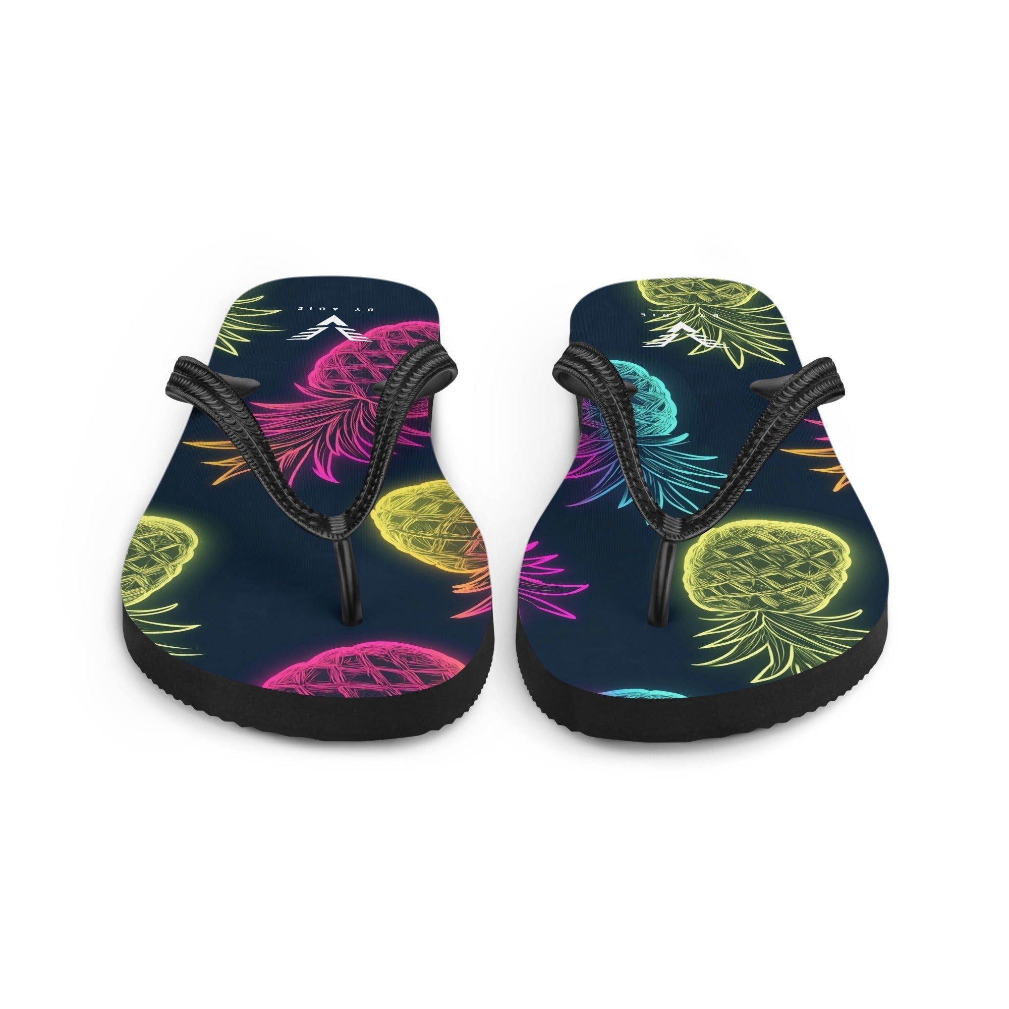 Midnight Neon Pineapple Flip Flops