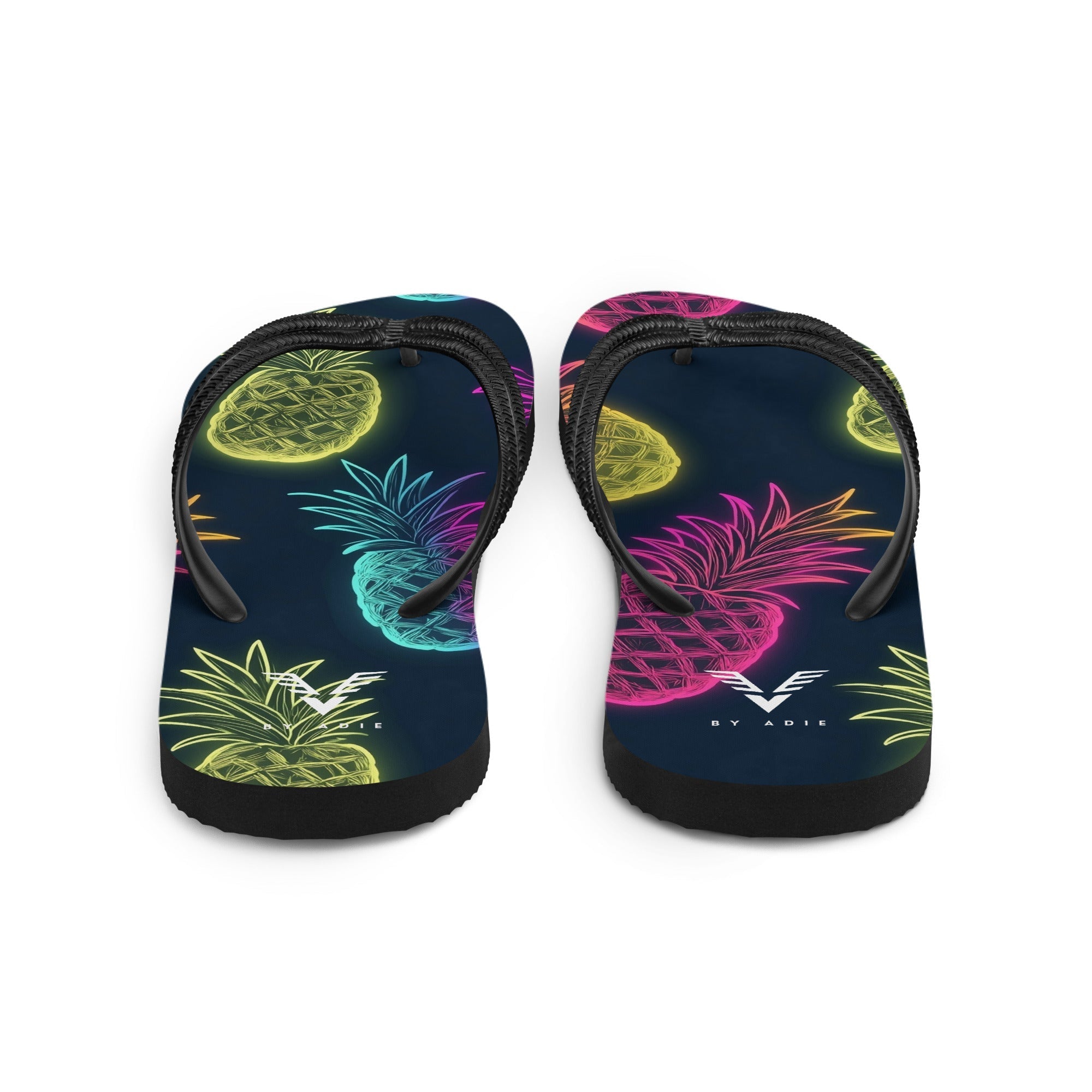 Midnight Neon Pineapple Flip Flops