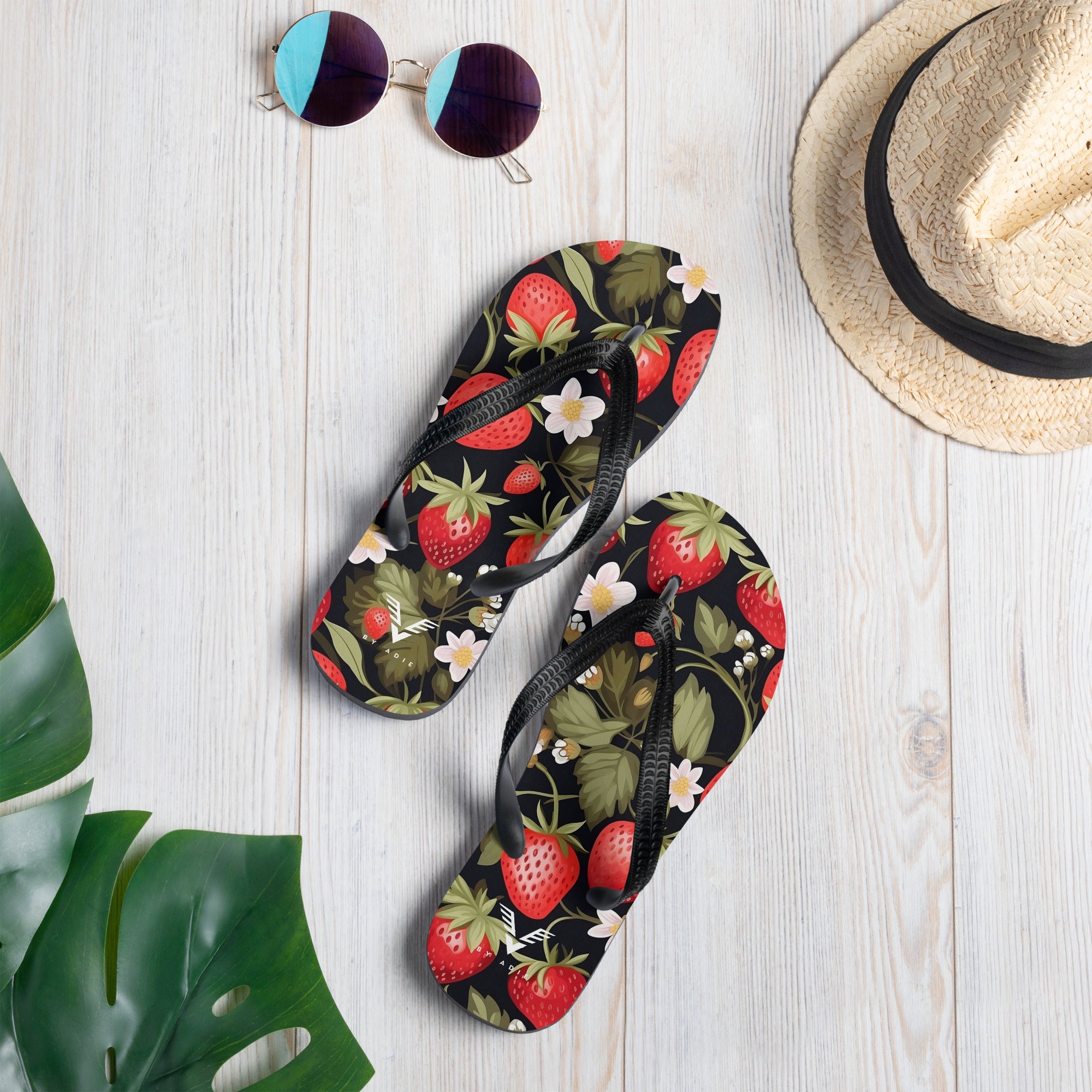 Midnight Strawberry Luxe Flip Flops