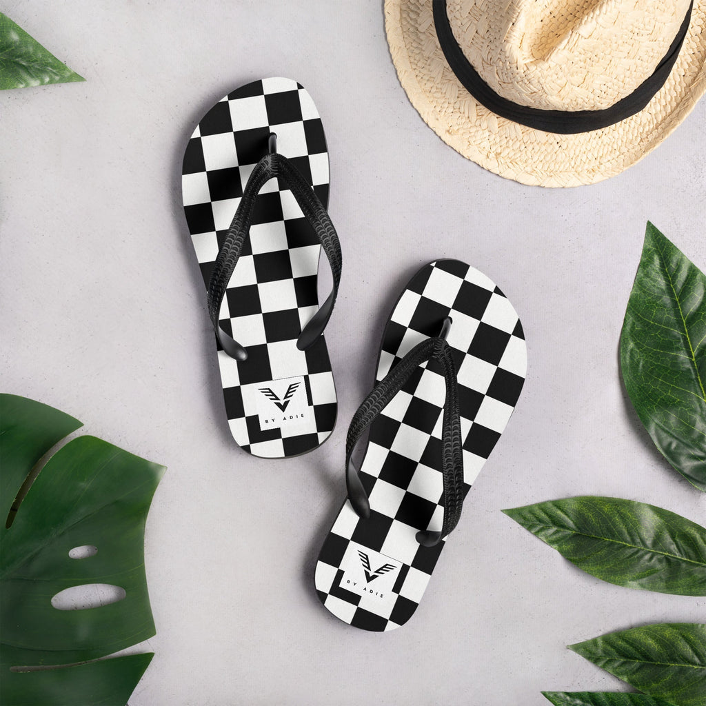 Monochrome Check Luxe Flip Flops
