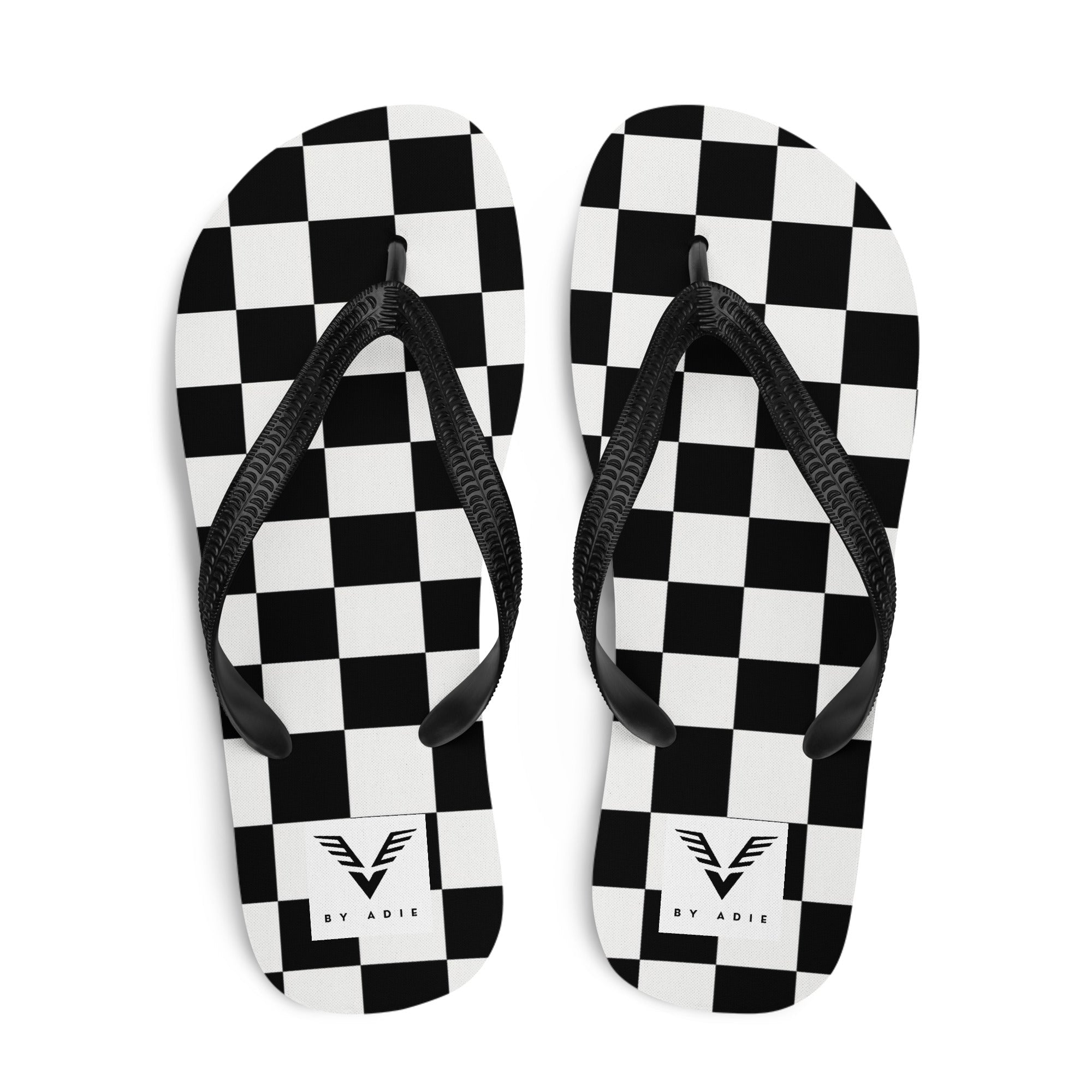 Monochrome Check Luxe Flip Flops