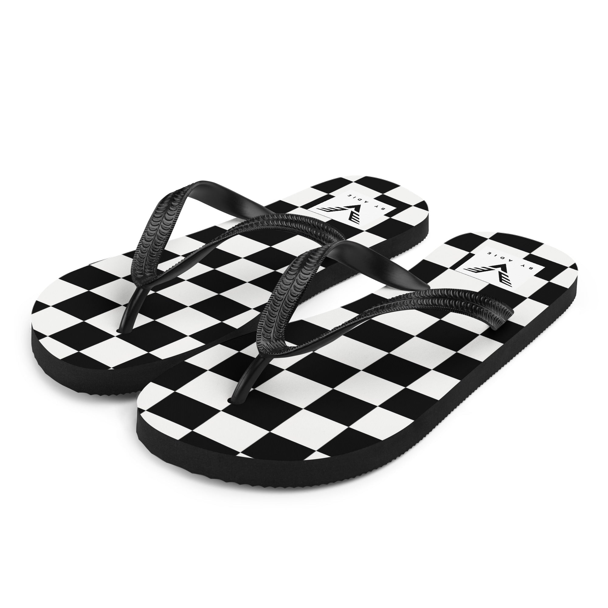 Monochrome Check Luxe Flip Flops