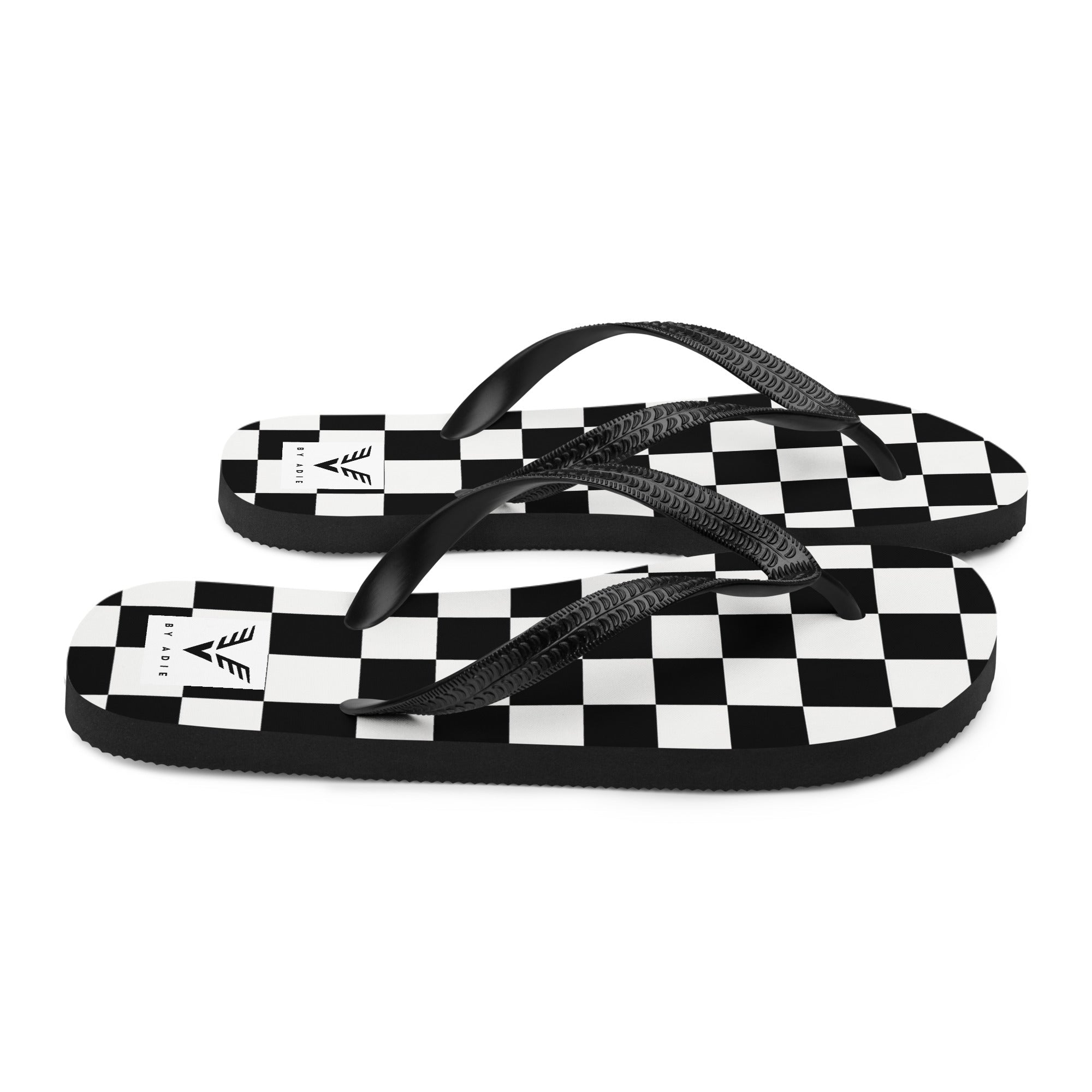 Monochrome Check Luxe Flip Flops