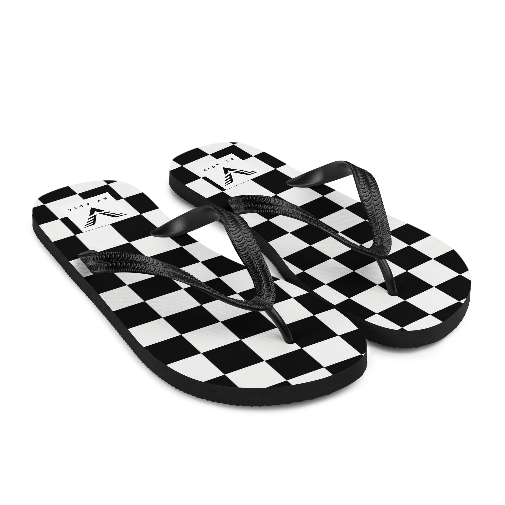 Monochrome Check Luxe Flip Flops