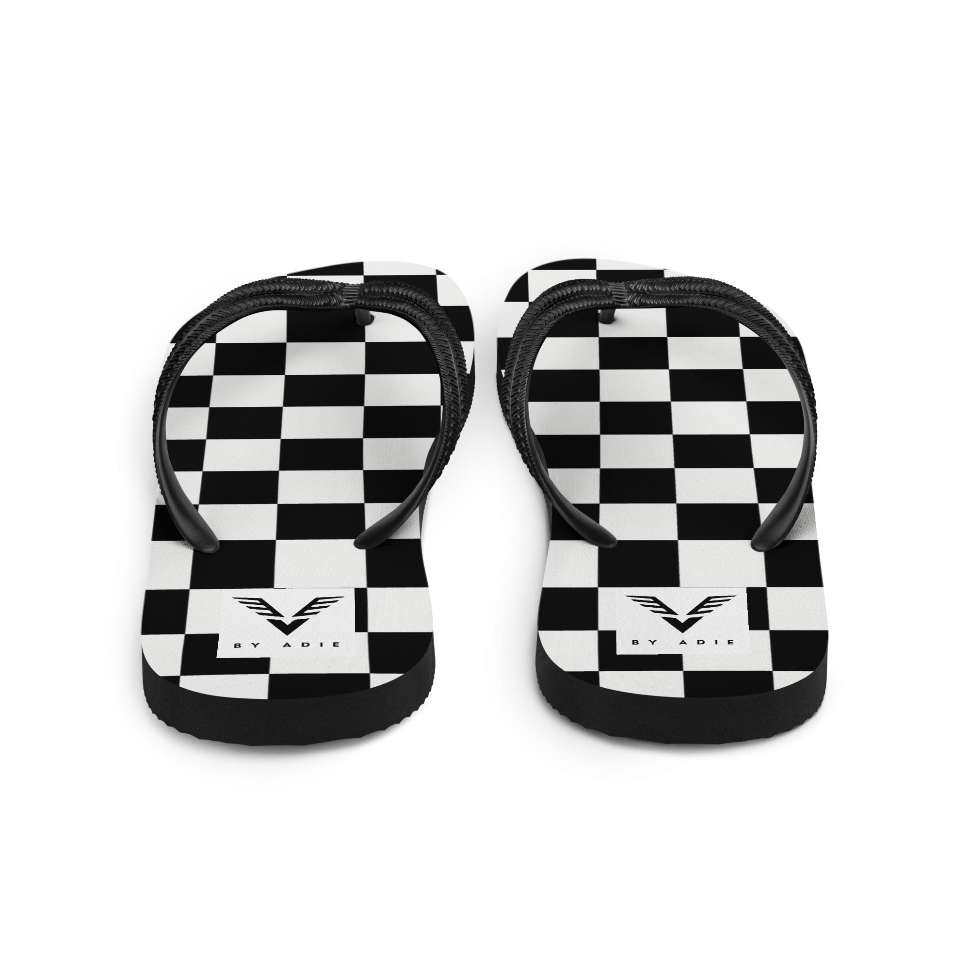 Monochrome Check Luxe Flip Flops