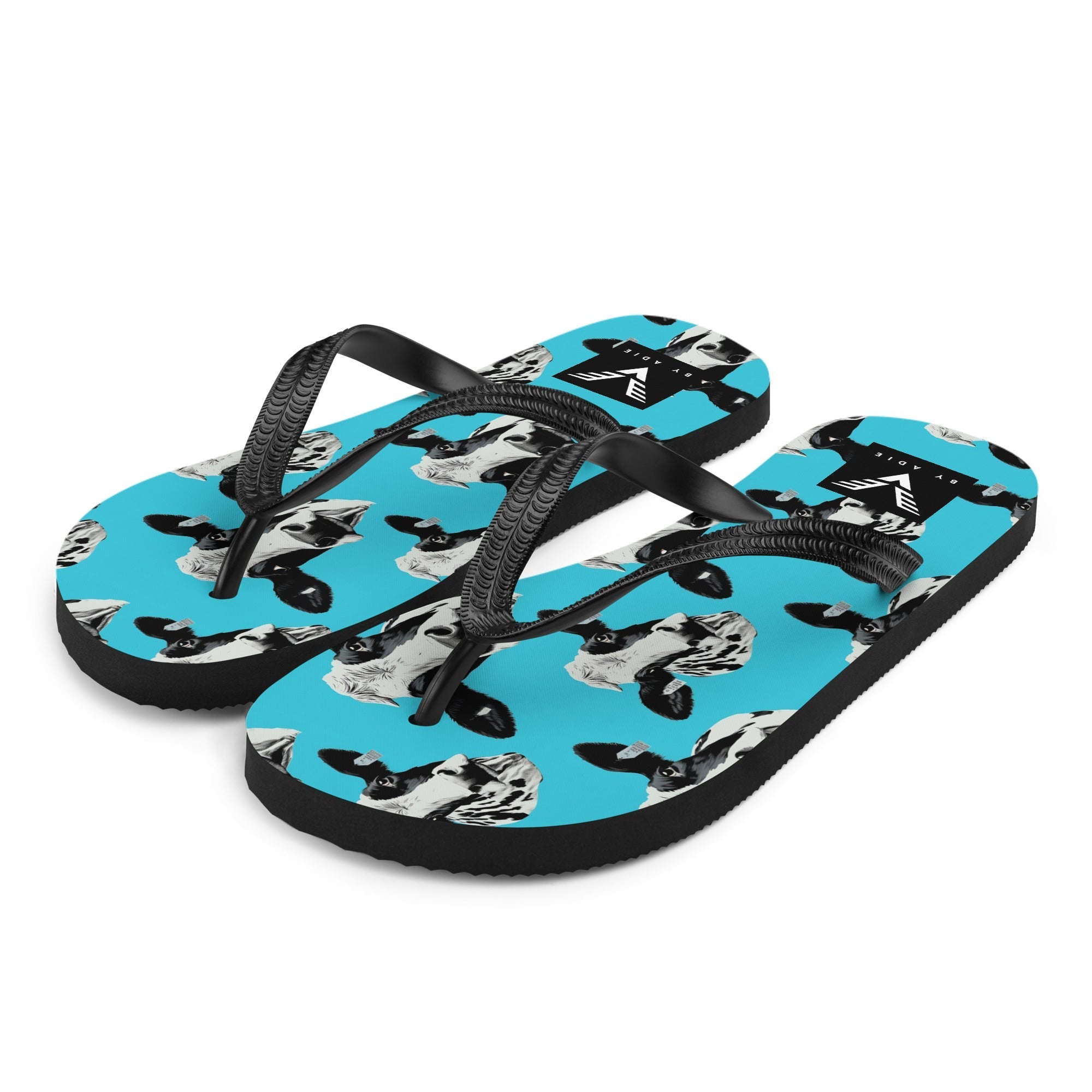 Moo Vibes Cow Flip Flops