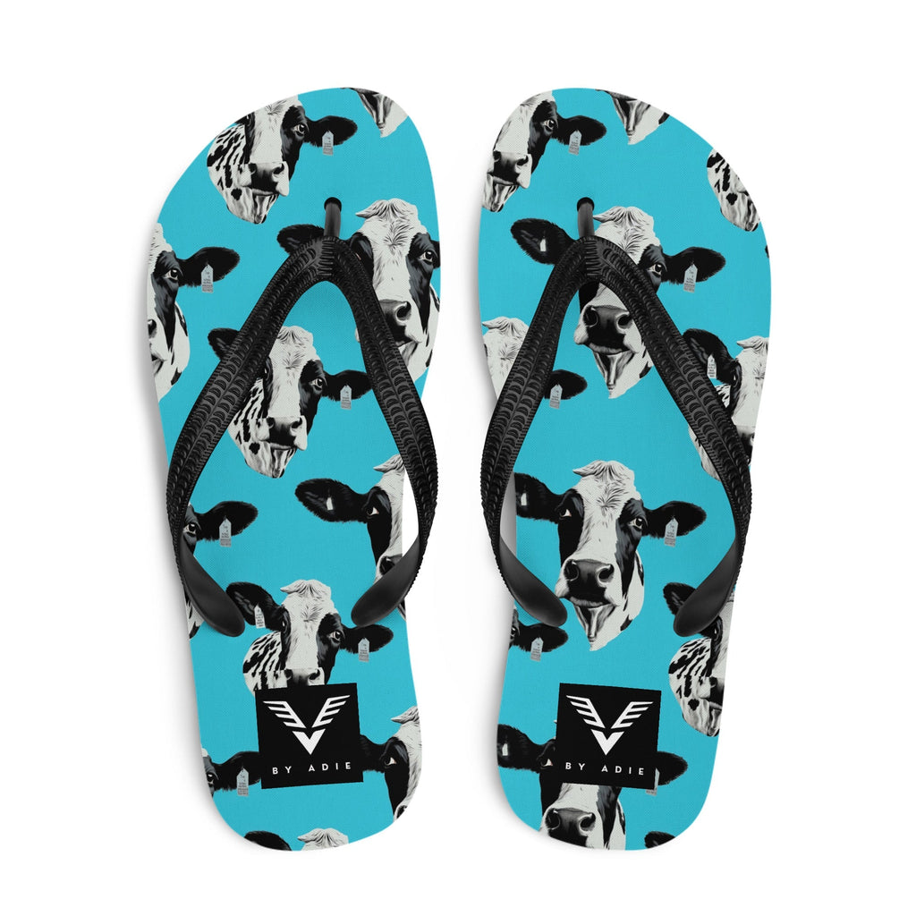Moo Vibes Cow Flip Flops