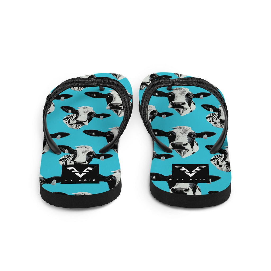 Moo Vibes Cow Flip Flops