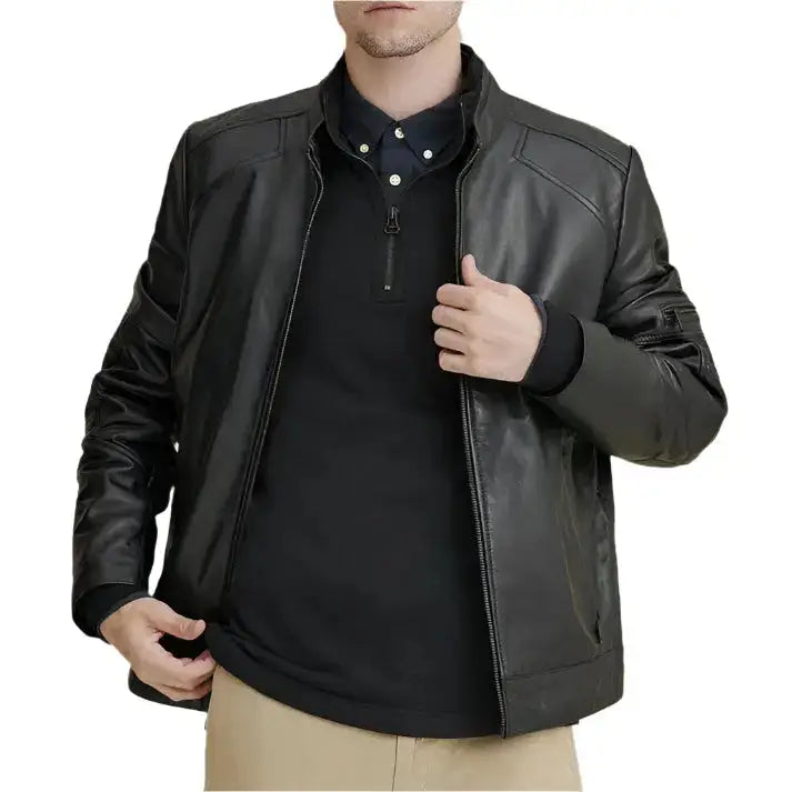 Men’s Moto Biker Leather Jacket-0