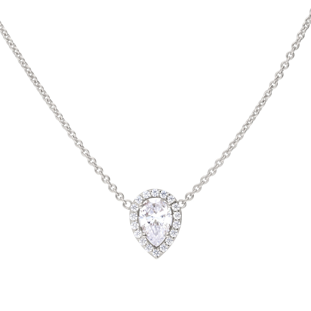 Diamonfire Teardrop Halo Necklace-0