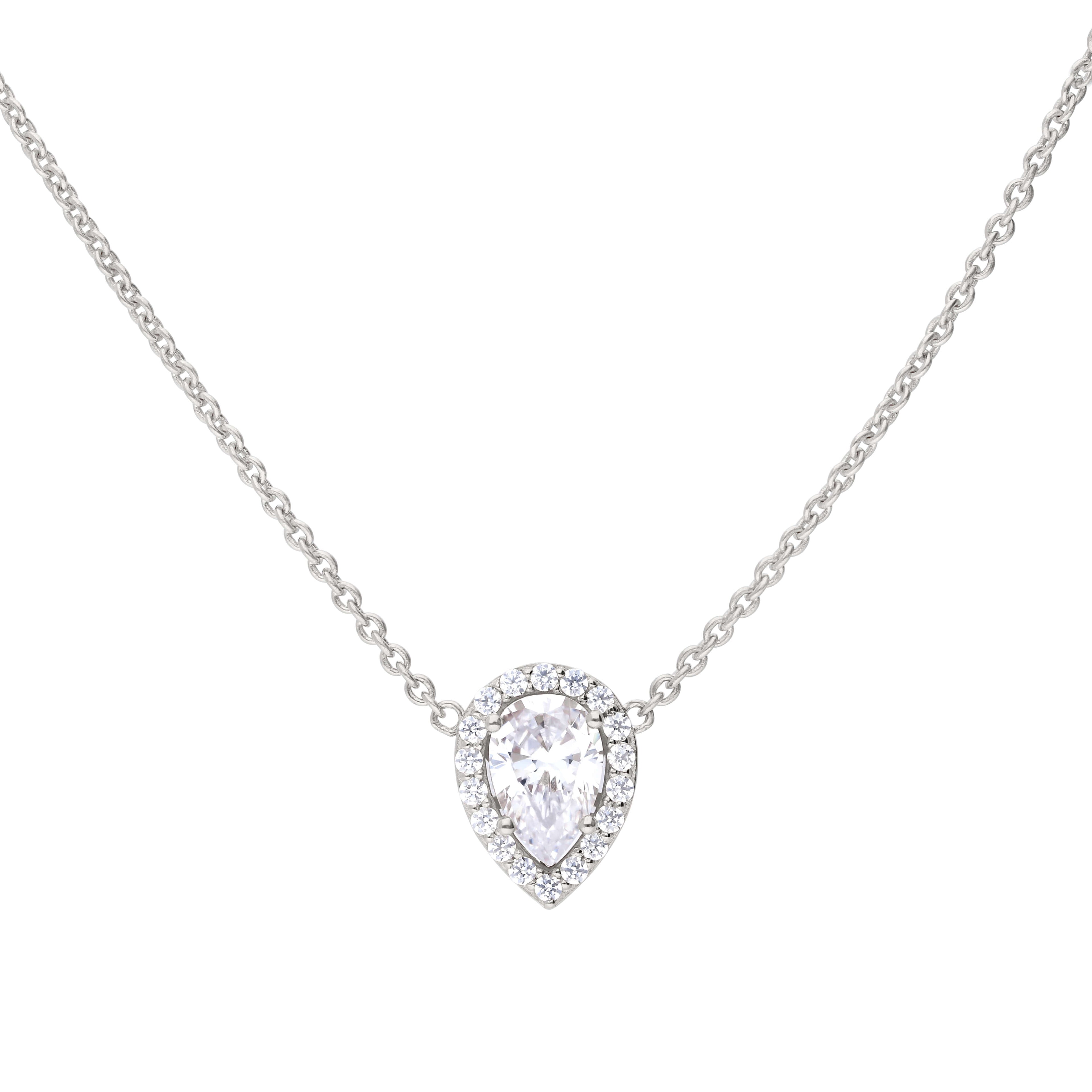 Diamonfire Teardrop Halo Necklace-0