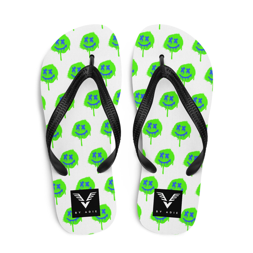 Neon Drip Smiley Flip Flops