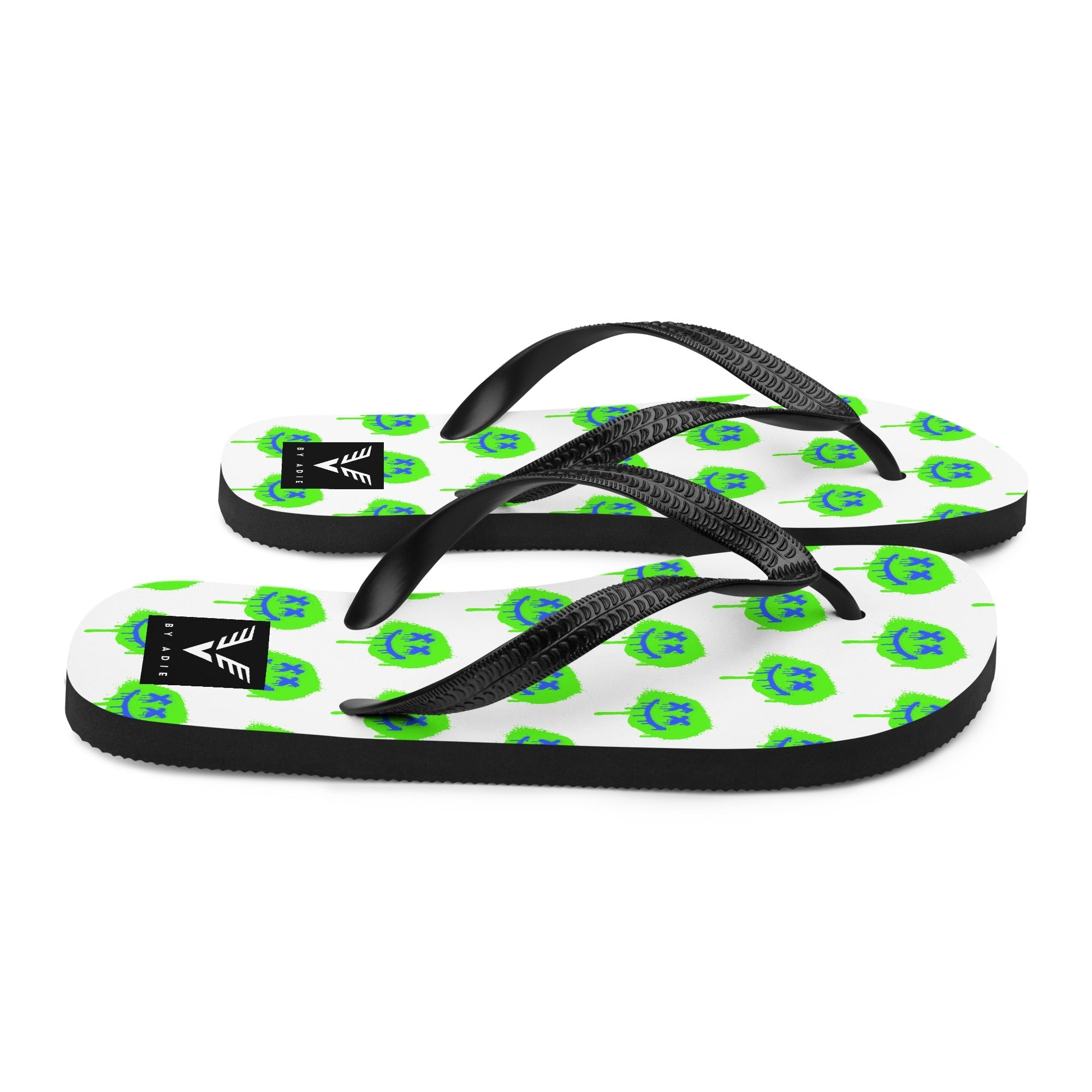 Neon Drip Smiley Flip Flops
