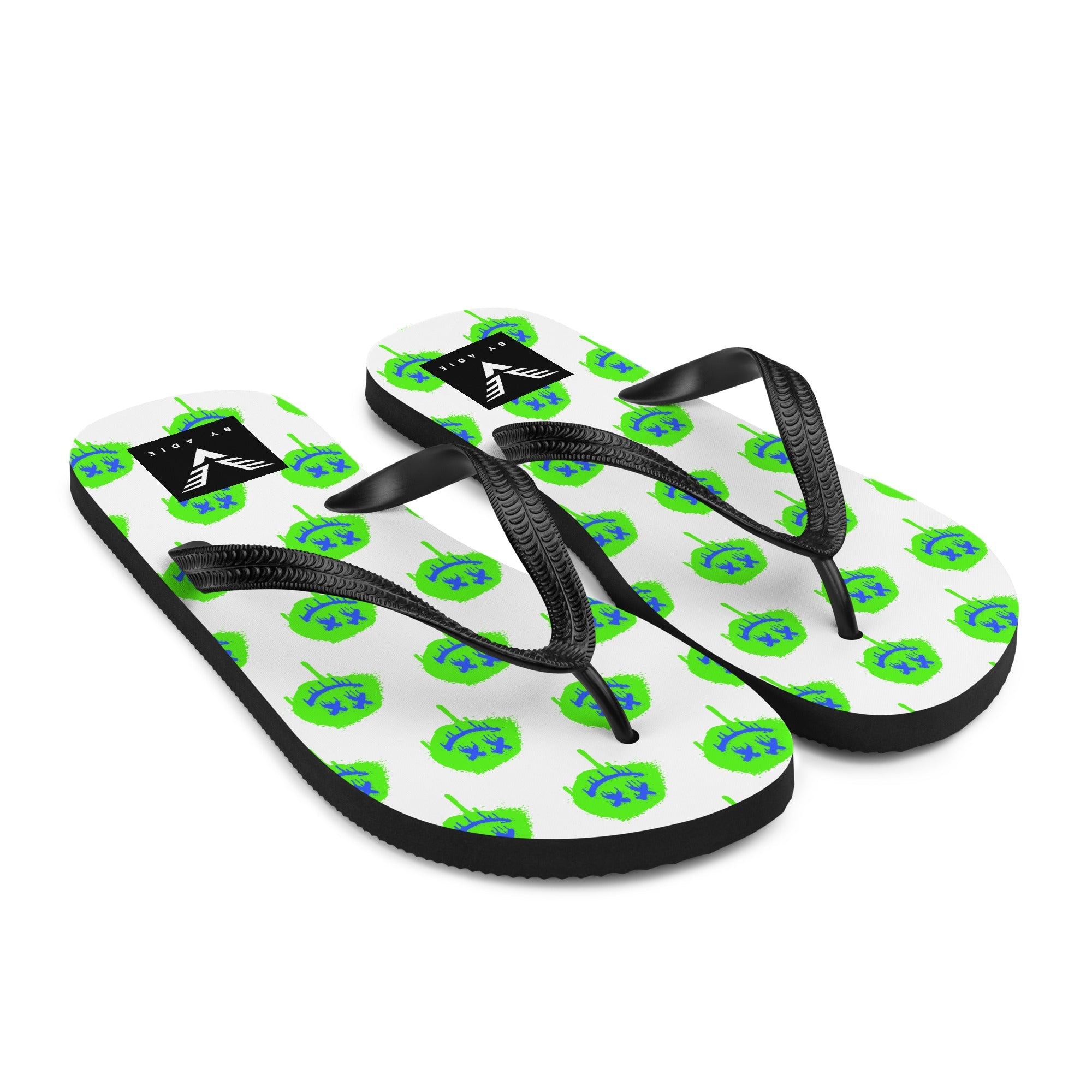 Neon Drip Smiley Flip Flops