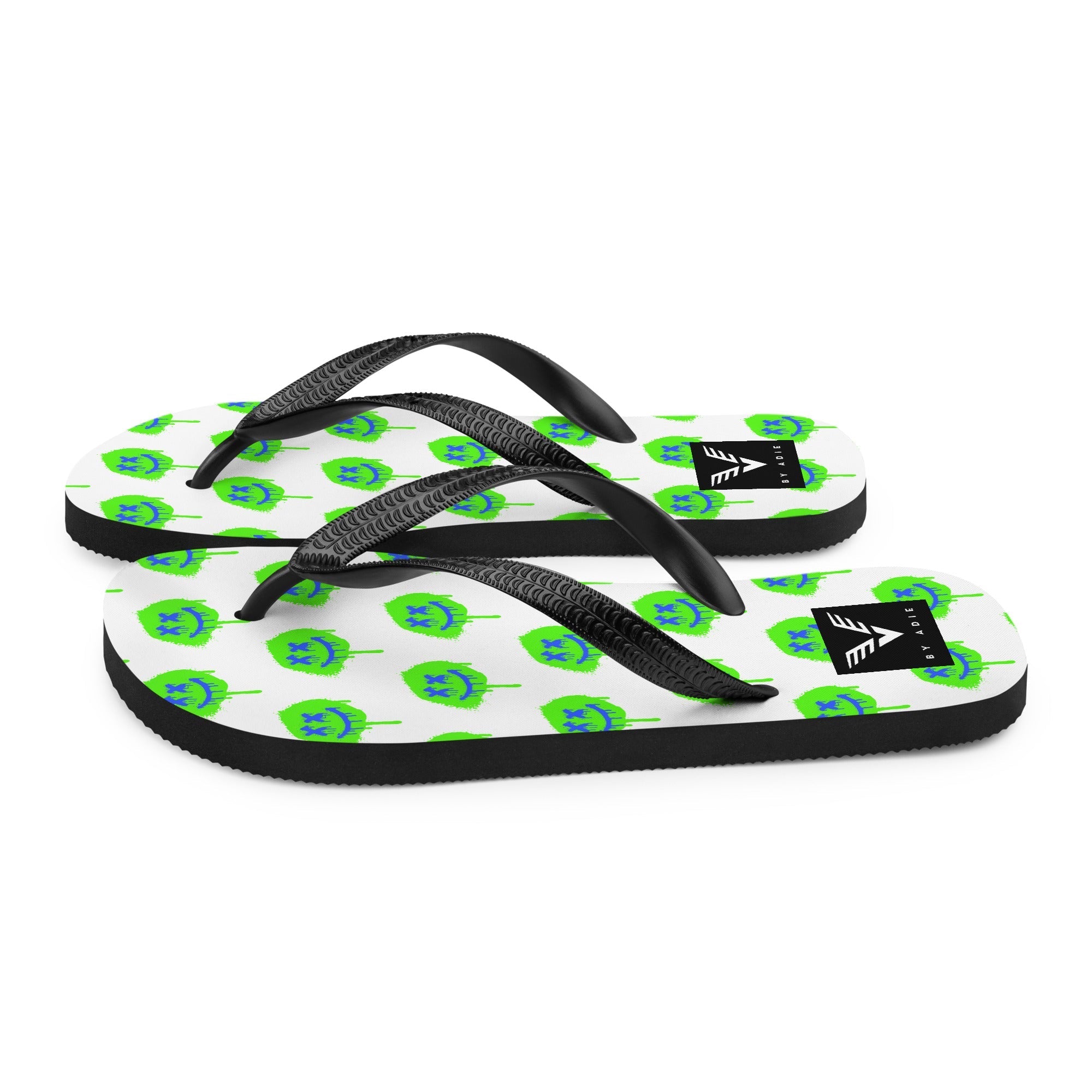 Neon Drip Smiley Flip Flops