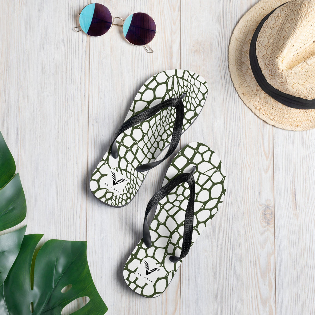 Olive Reptile Luxe Flip Flops
