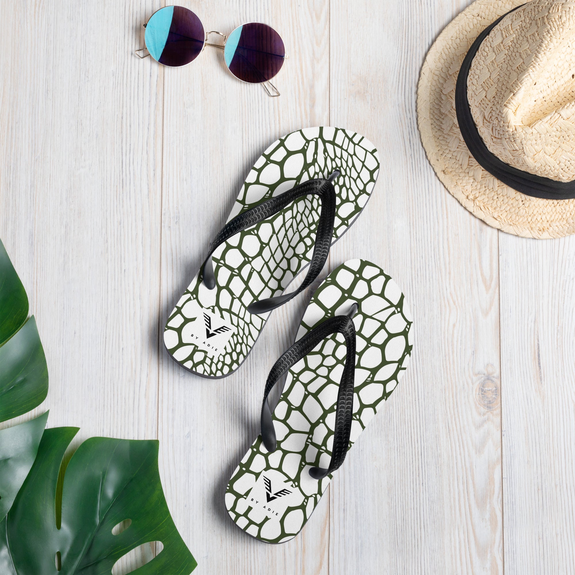 Olive Reptile Luxe Flip Flops