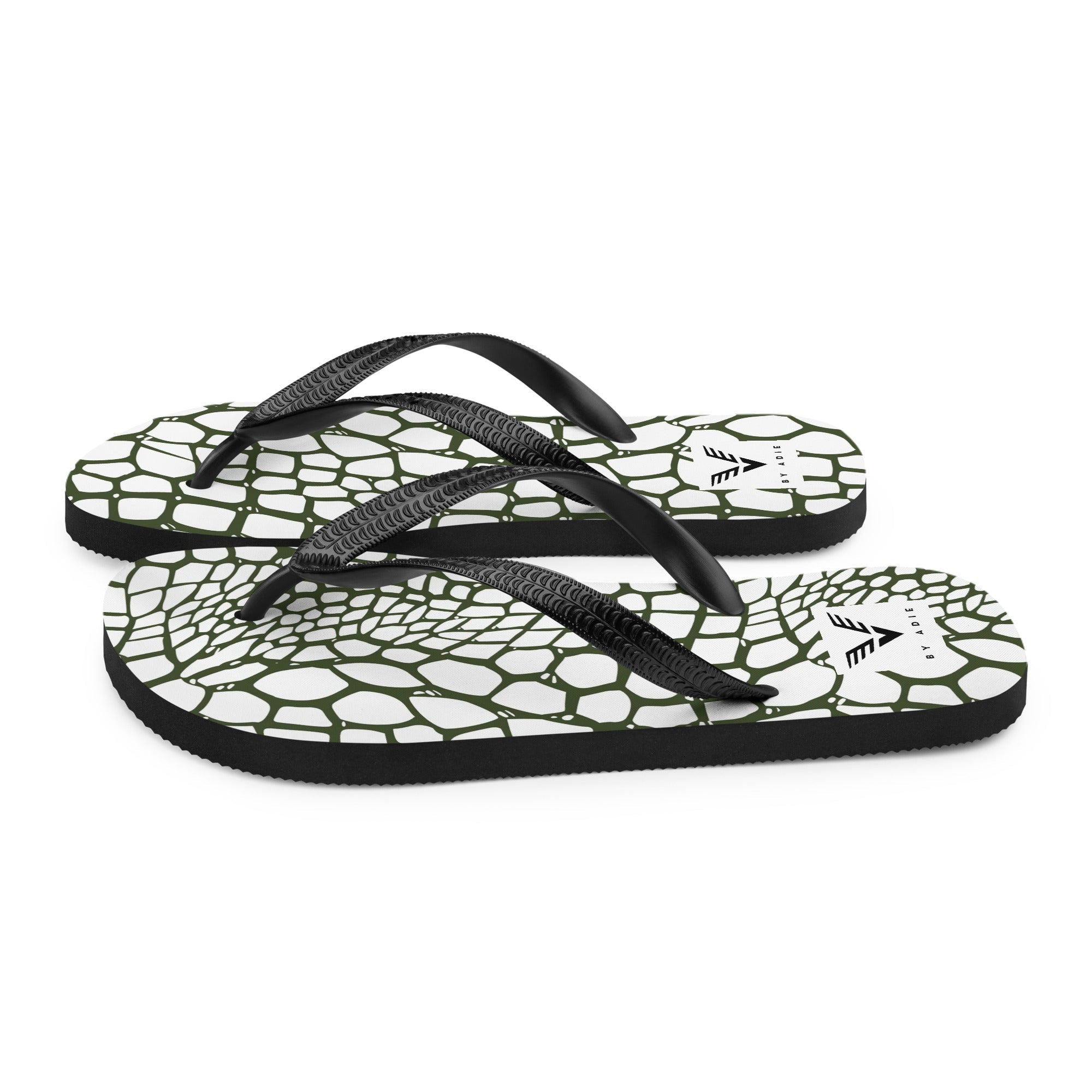 Olive Reptile Luxe Flip Flops