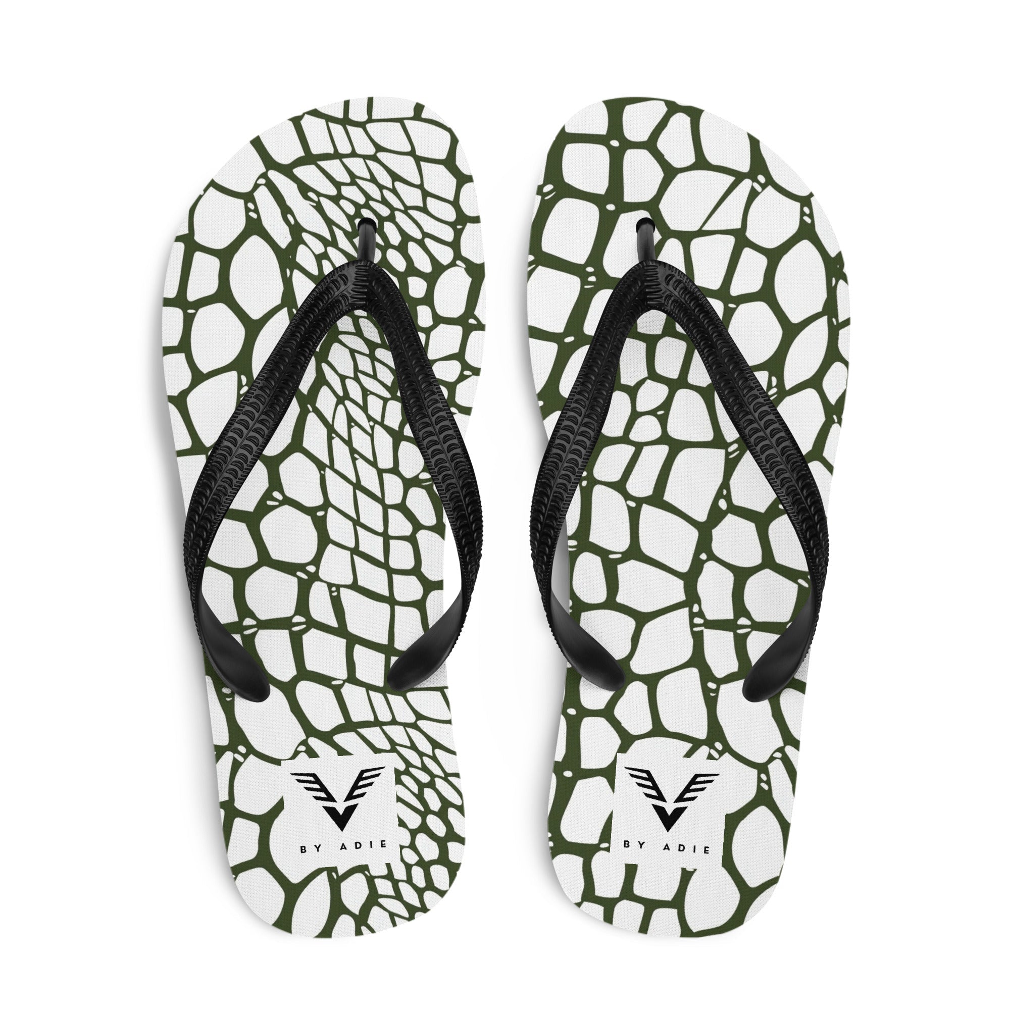 Olive Reptile Luxe Flip Flops