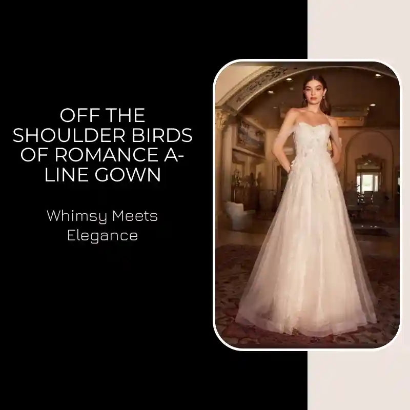 Off The Shoulder Birds Of Romance A-Line Gown by@Outfy