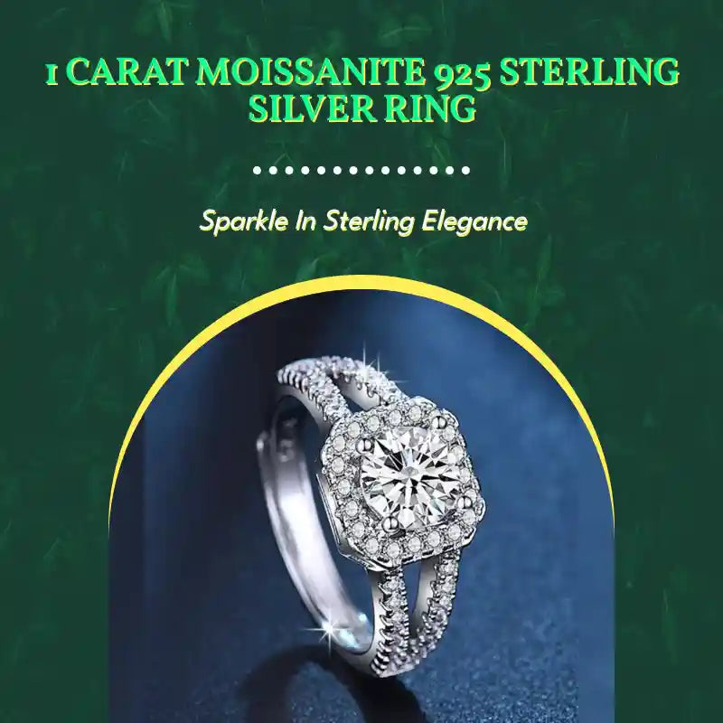 1 Carat Moissanite 925 Sterling Silver Ring by@Outfy