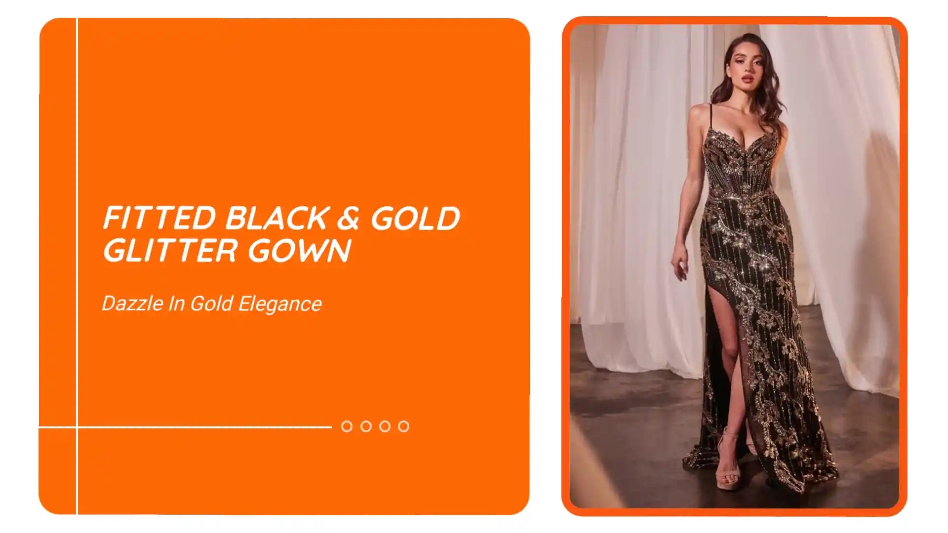 Fitted Black &amp; Gold Glitter Gown by@Outfy