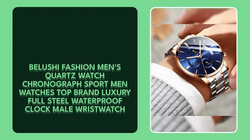 BELUSHI Fashion Men's Quartz Watch Chronograph Sport Men Watches Top Brand Luxury Full Steel Waterproof Clock Male Wristwatch by@Outfy