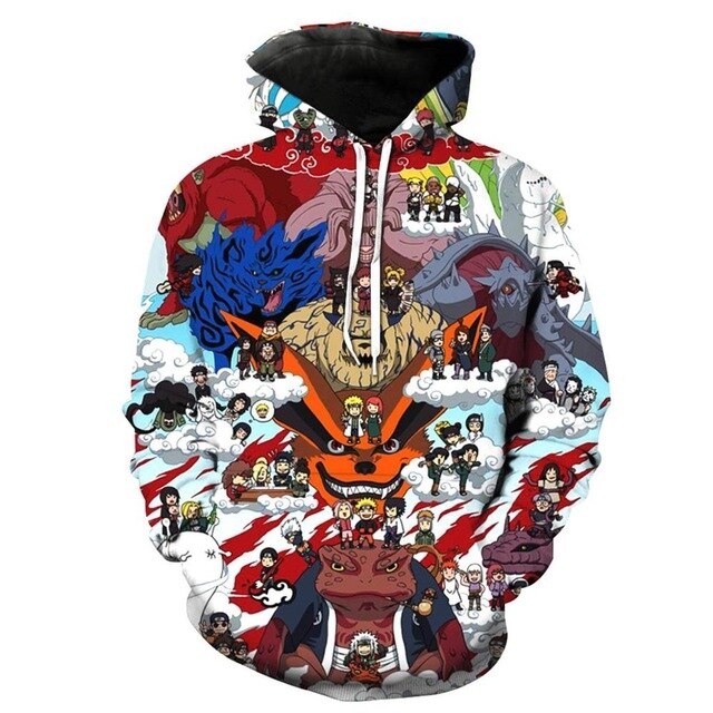 Naruto Anime Hoodies 3D Men Women Sasuke Autumn Harajuku Kakashi 3D Cartoon Print Sweatwear Men's Hoodies Sweatshirt Coats-8
