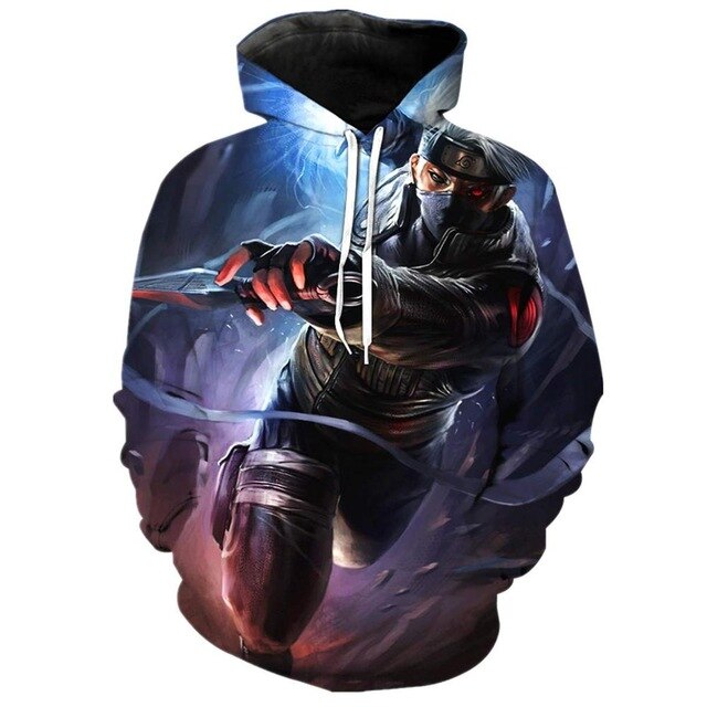Naruto Anime Hoodies 3D Men Women Sasuke Autumn Harajuku Kakashi 3D Cartoon Print Sweatwear Men's Hoodies Sweatshirt Coats-7